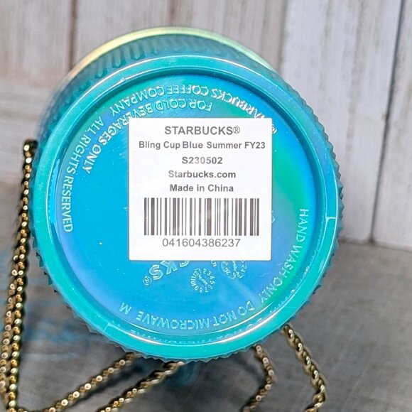 NWT Starbucks - Turquoise aka Blue Summer Bling Studded Venti - Indonesia  w/Bow - Picture 6 of 6